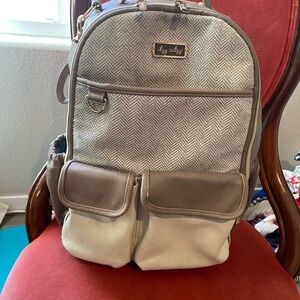 Itzy Ritzy Gray and Tan Backpack